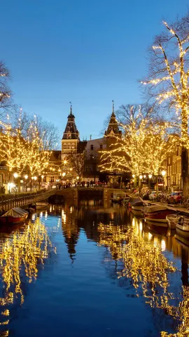 静谧水波，闪耀灯影