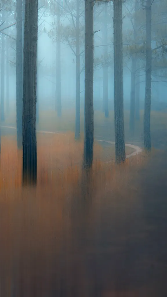 薄雾笼罩的松树林，越南